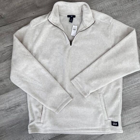 NWT XL Gap Oatmeal ¼ Zip Fleece Pullover - Picture 1 of 8